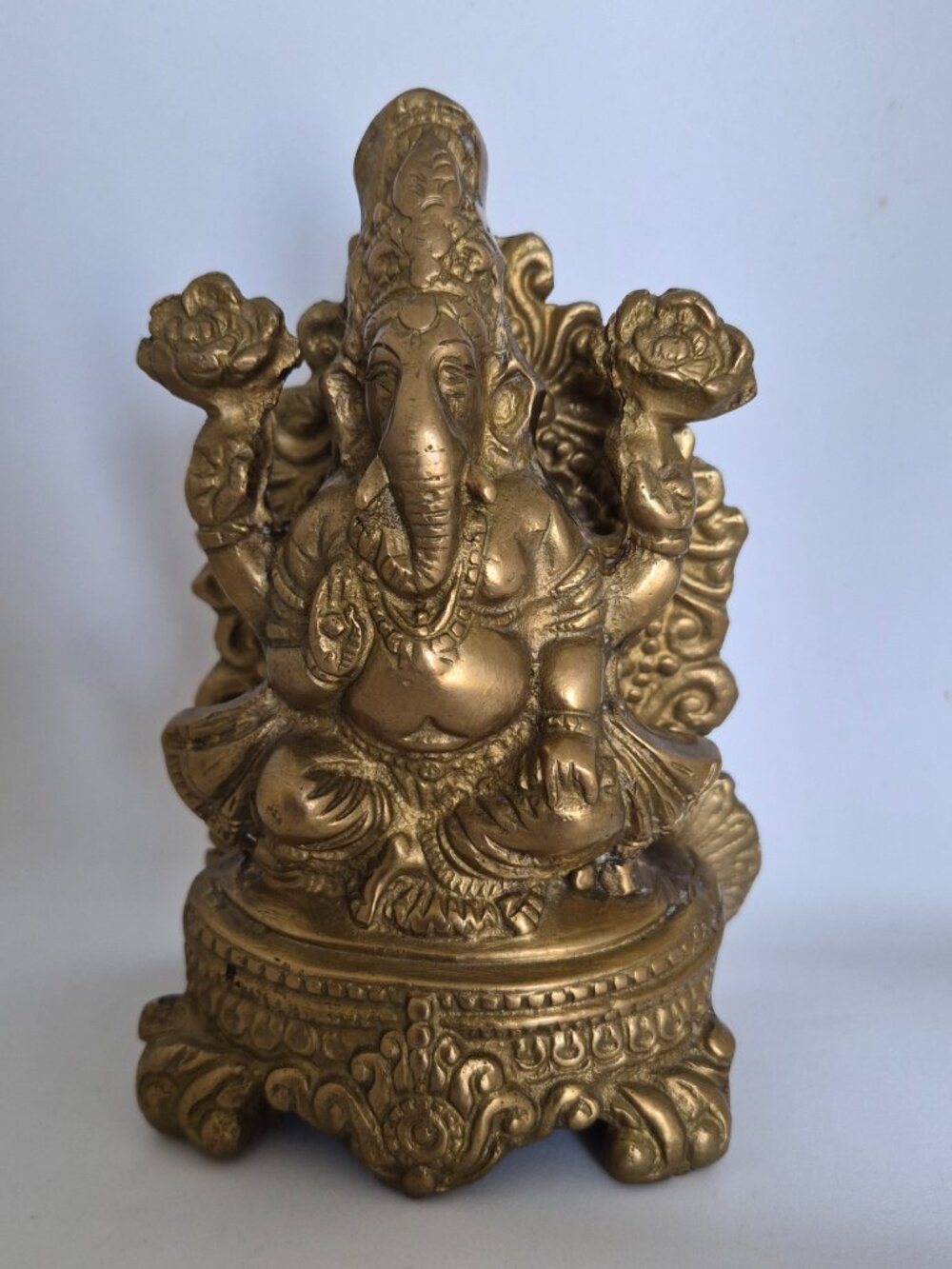 Vintage Brass Lord Ganesha Seated Elephant God of Wisdom Success New Beginnings